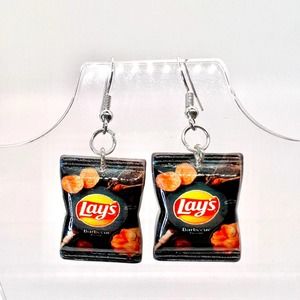 BBQ Lays Earrings - Food Earrings - Potato Chips Earrings - Snack Earrings